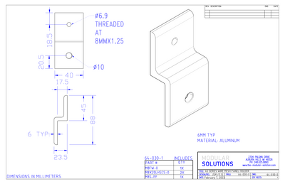 64-030-0 MODULAR SOLUTIONS PANEL CLAMP<br>WIRE MESH PANEL HOLDER SIZE 45 (PLATE ONLY)